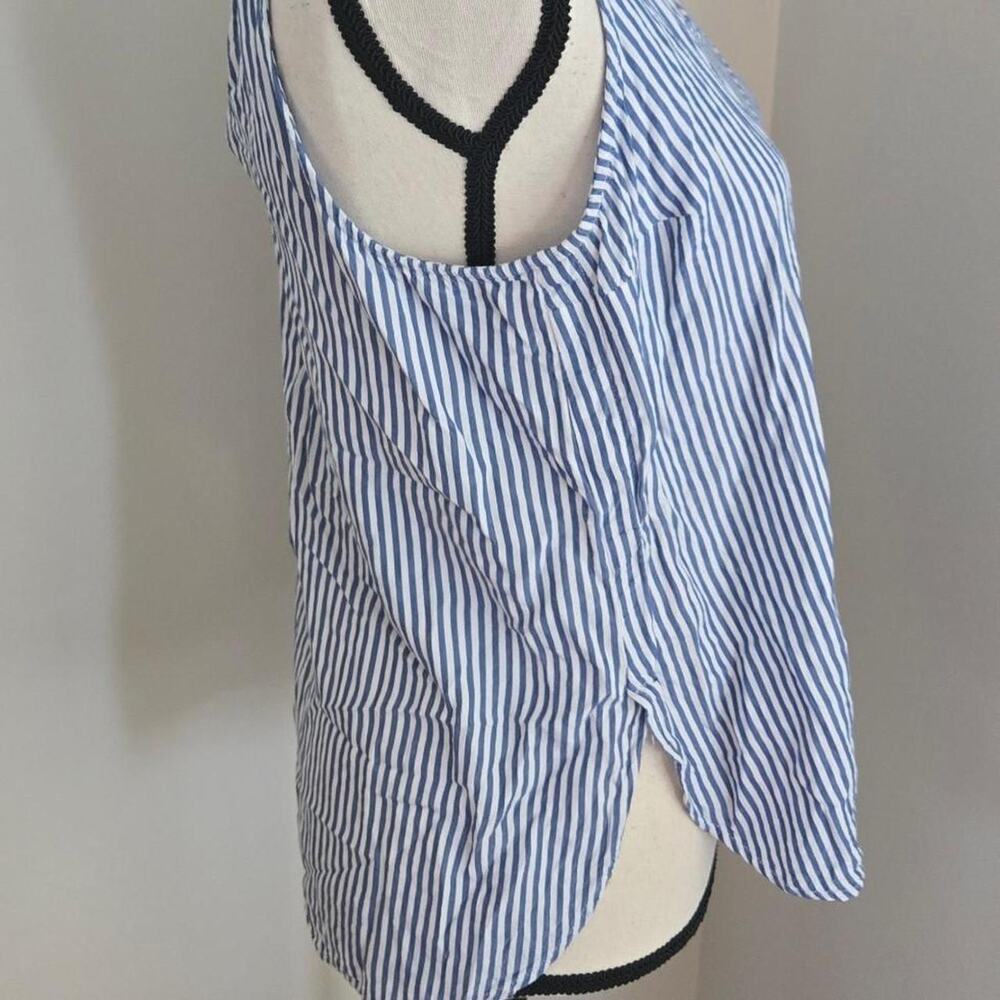 blue & white striped tank top with V-neckline small S - Picture 3 of 7